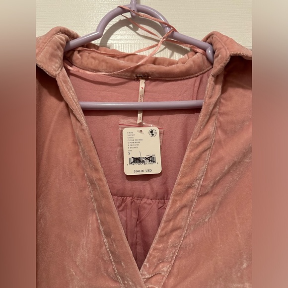 Free People Tessa Mini Dress Pink Nectar Velvet Size Small NWT - Picture 7 of 8